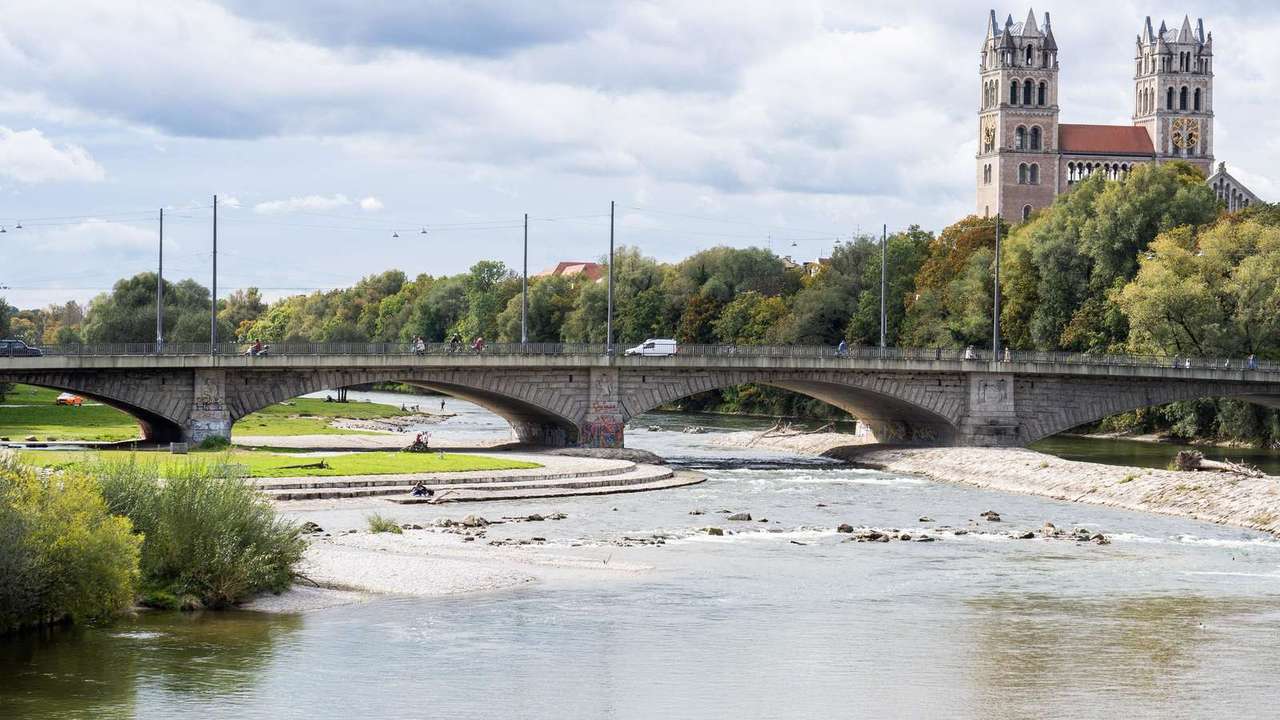 Most Isar Reichenbach w Monachium puzzle online ze zdjęcia