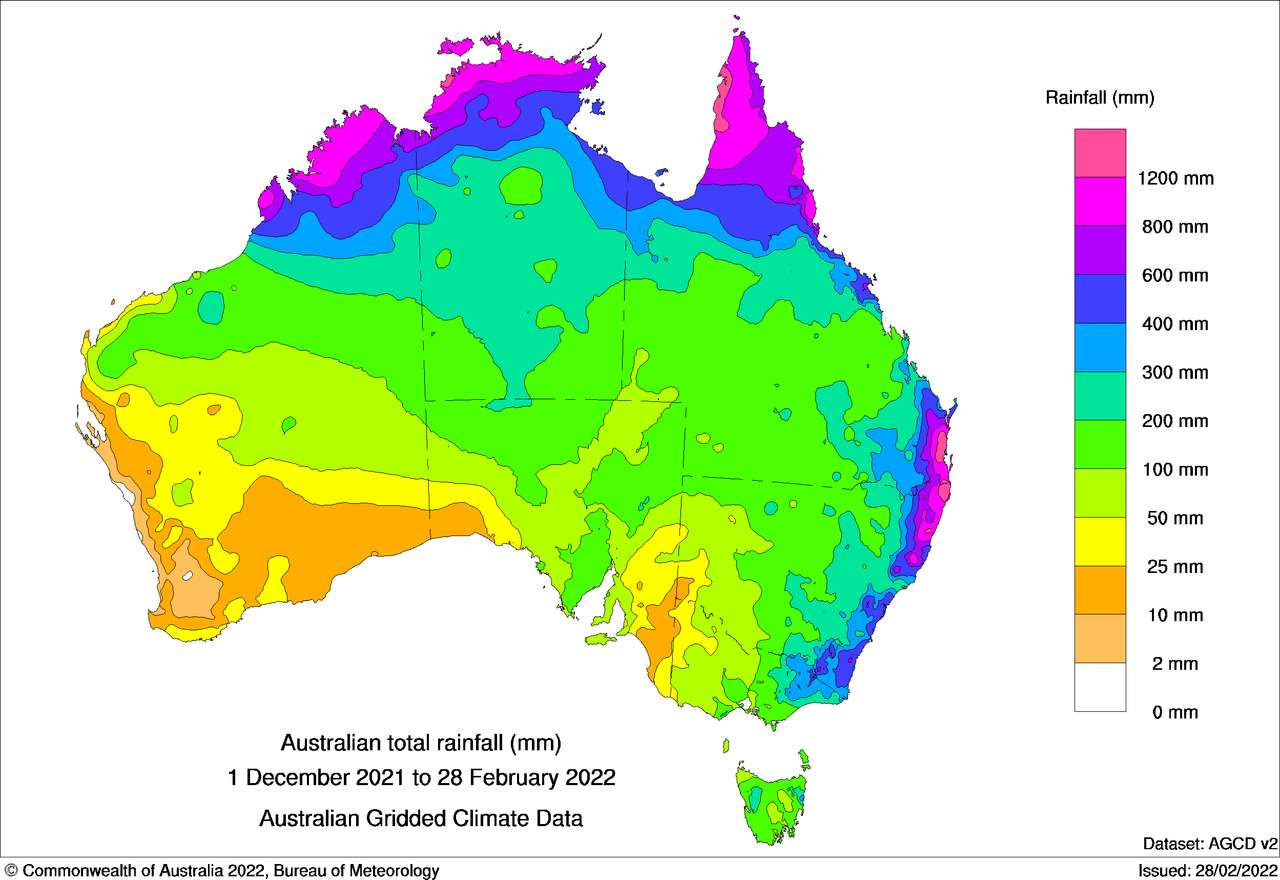 Średnie opady w Australii puzzle online ze zdjęcia