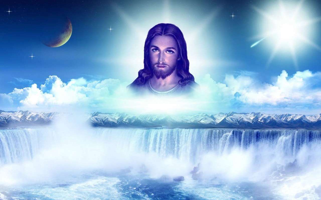 Jezus w chmurach puzzle online ze zdjęcia