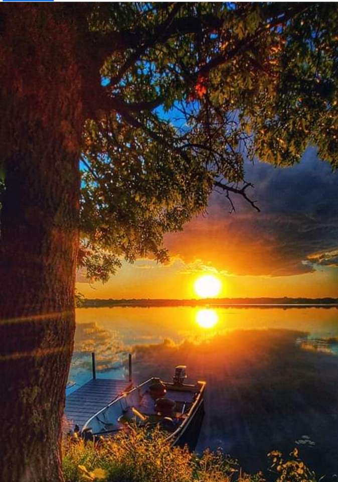 Zachód słońca nad jeziorem puzzle online ze zdjęcia