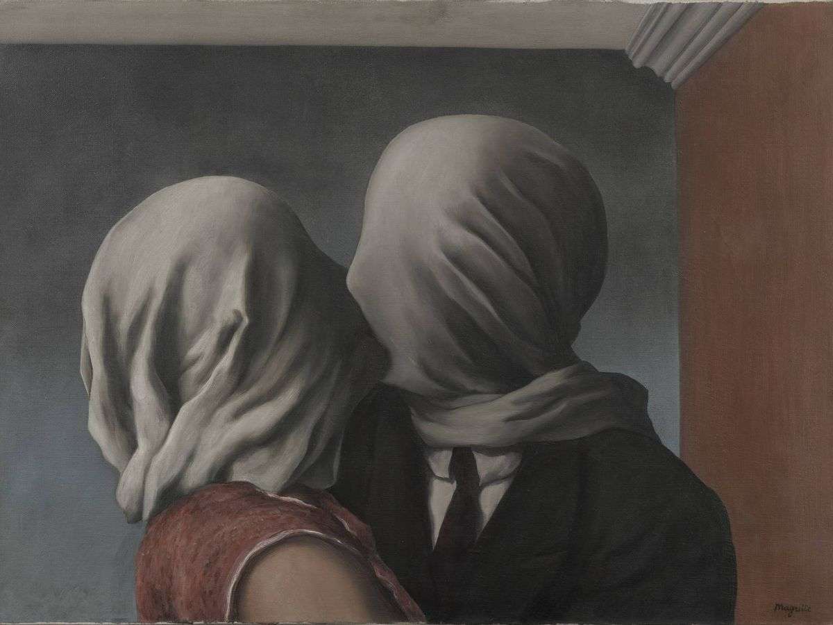 pocałunek Magritte'a puzzle online ze zdjęcia
