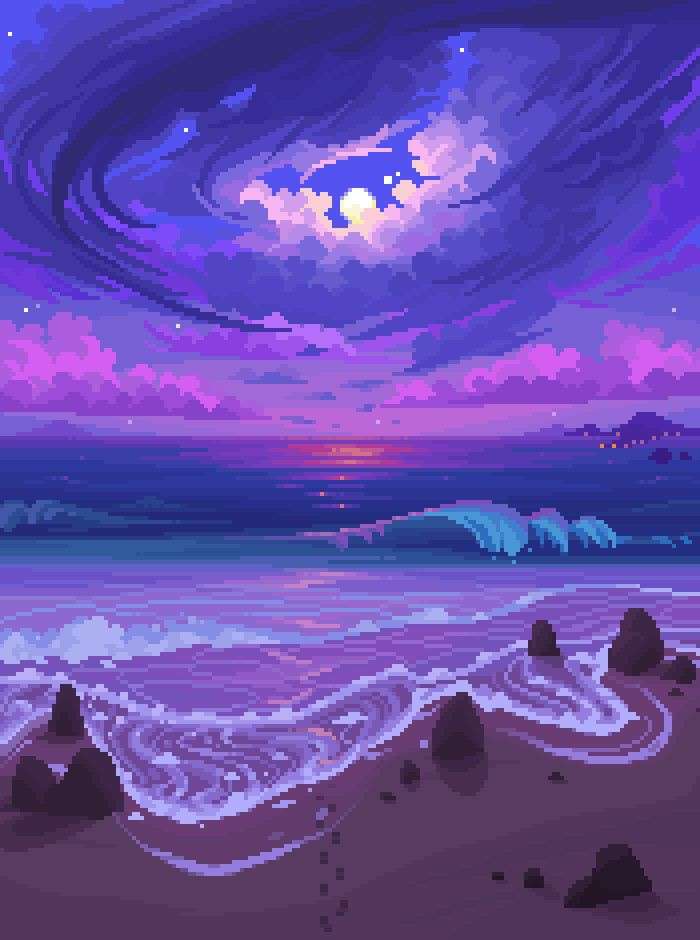 fioletowa plaża puzzle online ze zdjęcia