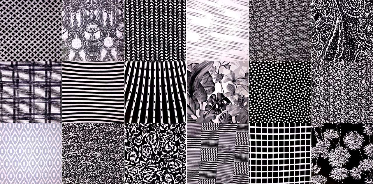 Czarno-białe tkaniny puzzle online ze zdjęcia