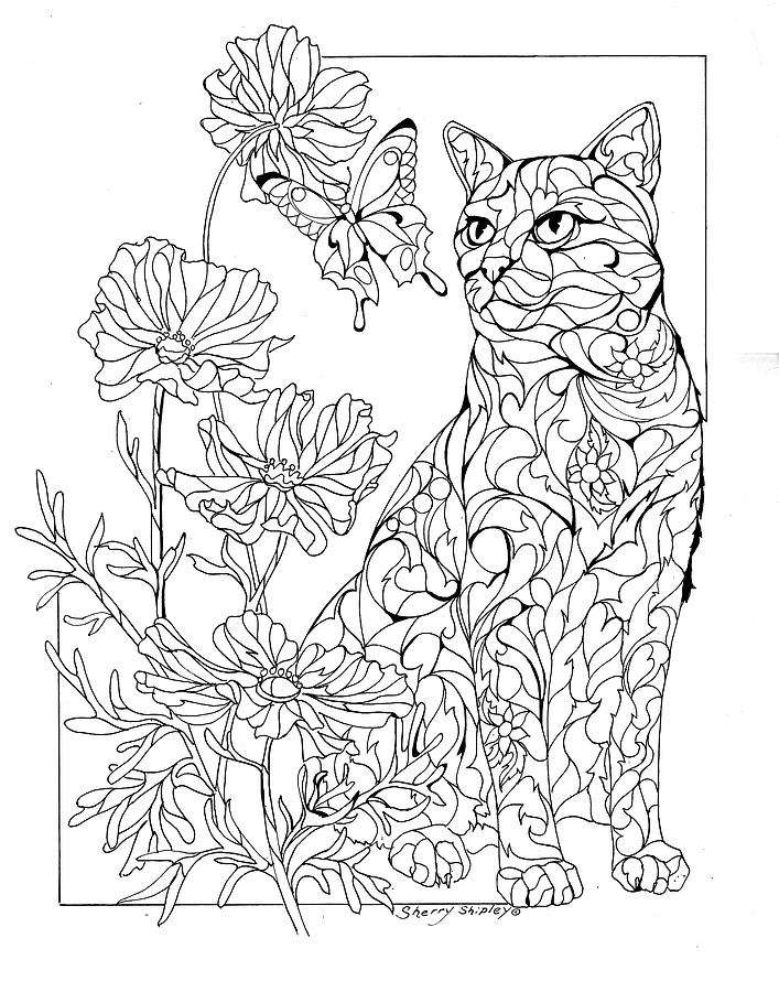 Kot i kwiaty puzzle online
