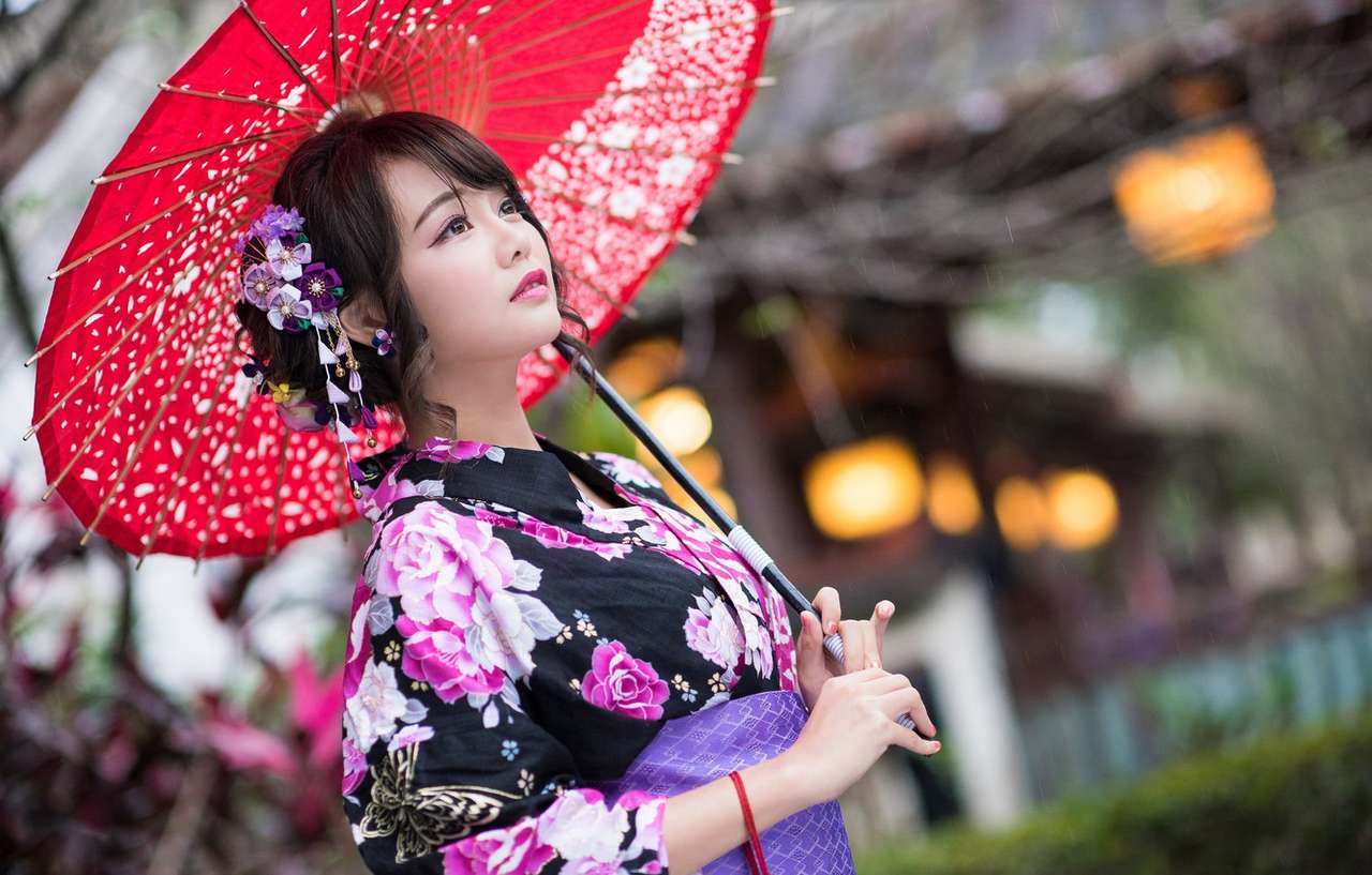 Kimono z parasolem puzzle online