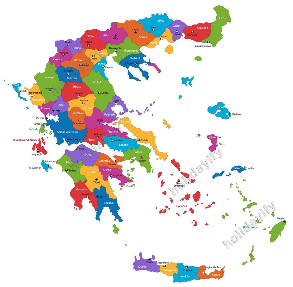 mapa grecji puzzle online ze zdjęcia