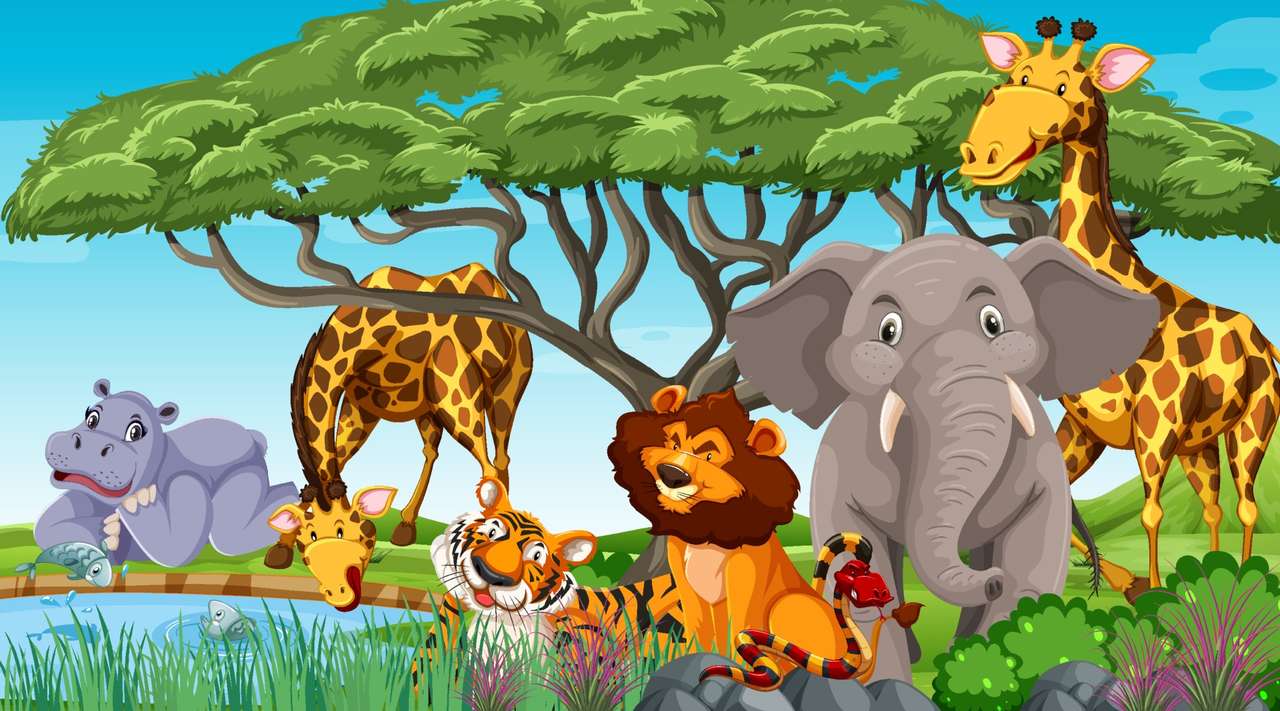 dżungla ze zwierzętami puzzle online