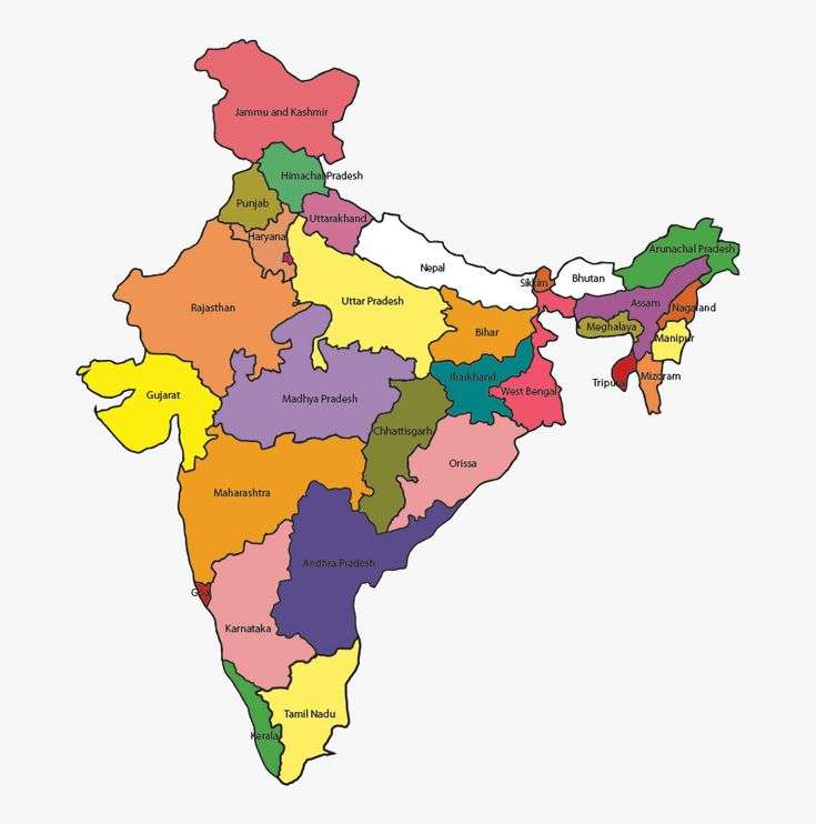 mapa Indii puzzle online