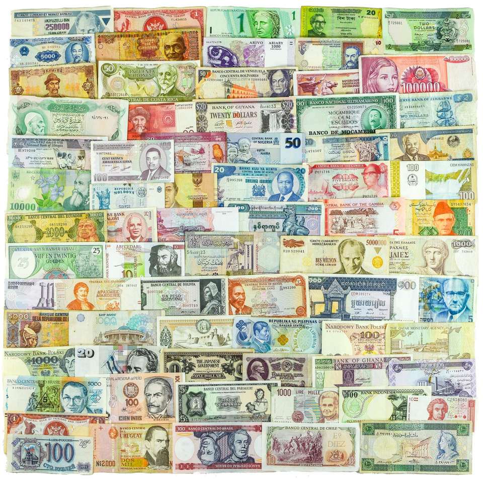 Kolorowe waluty puzzle ze zdjęcia