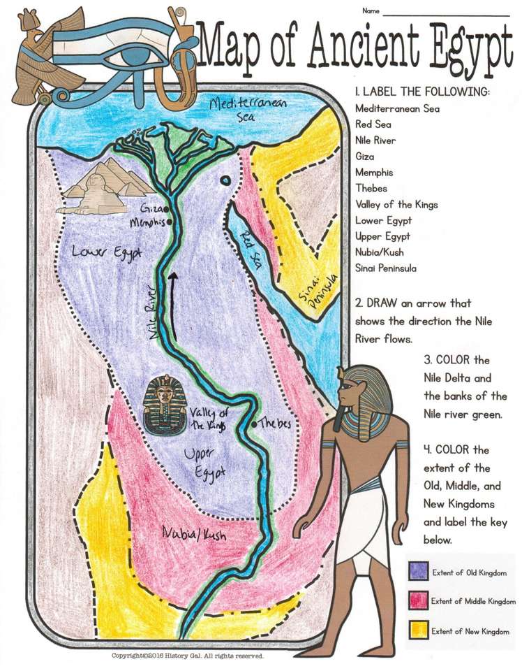 Mapa starożytnego Egiptu puzzle online ze zdjęcia