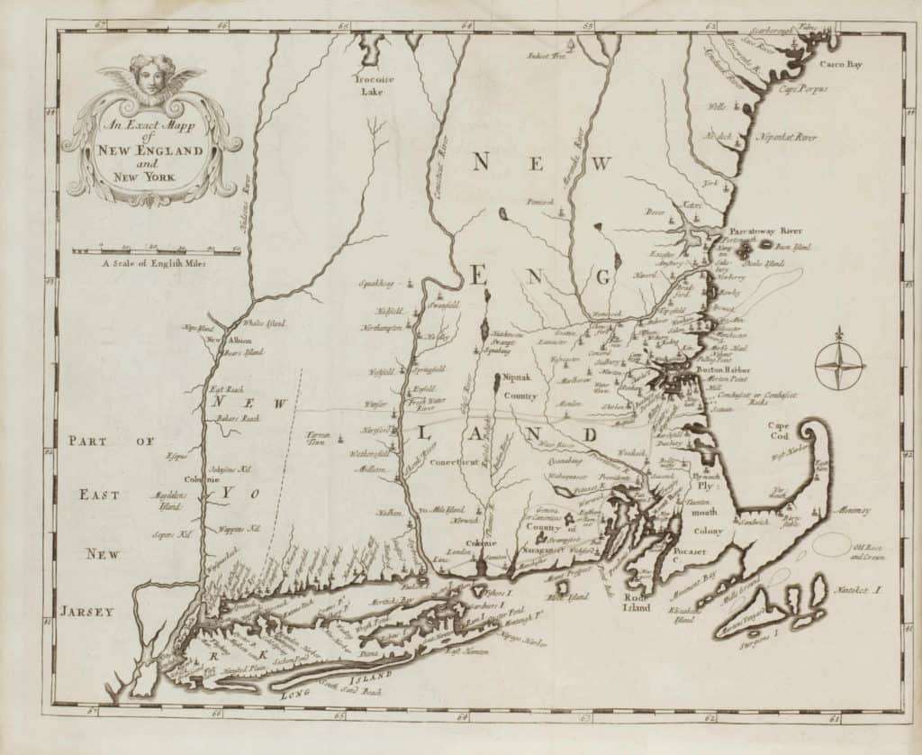 Cotton Mather 1702 Mapa NE i NY puzzle online ze zdjęcia