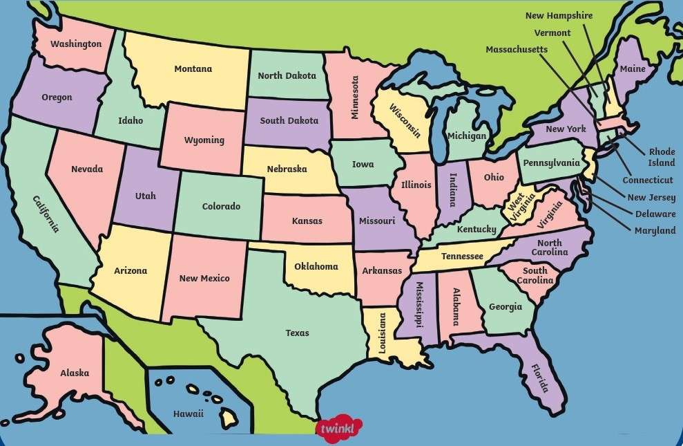 Amerykańska mapa puzzle online ze zdjęcia