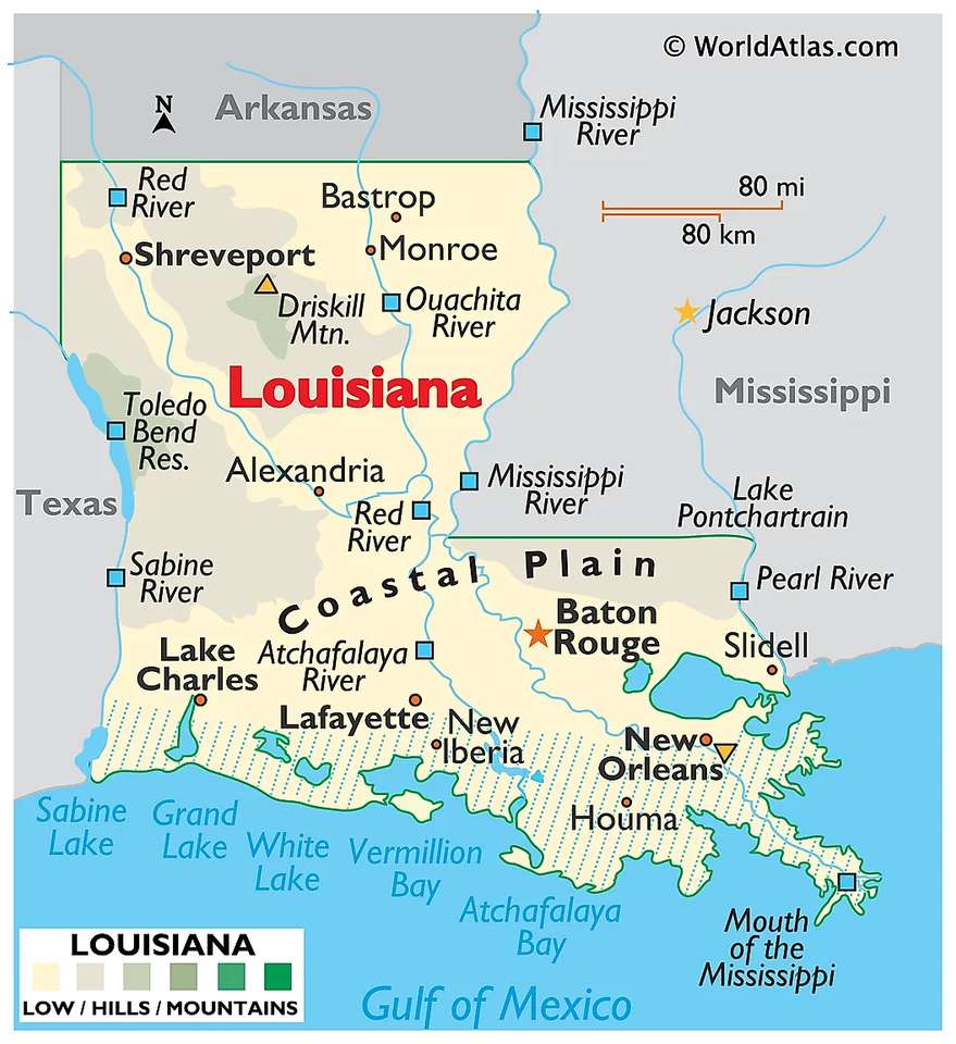 Mapa Luizjany puzzle online