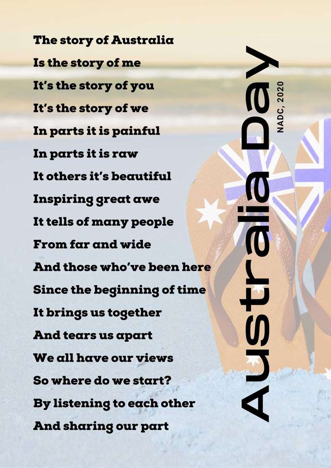 Wiersz z okazji Dnia Australii autorstwa NADC puzzle online ze zdjęcia
