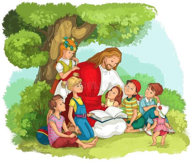 Jezus z dziećmi puzzle online