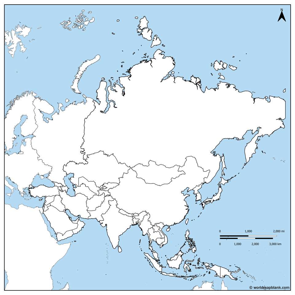 Mapa Azji puzzle online
