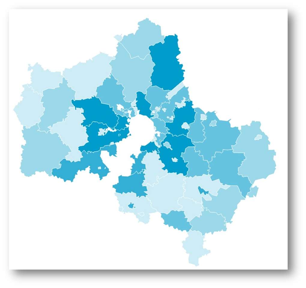 Mapa regionu moskiewskiego puzzle online ze zdjęcia