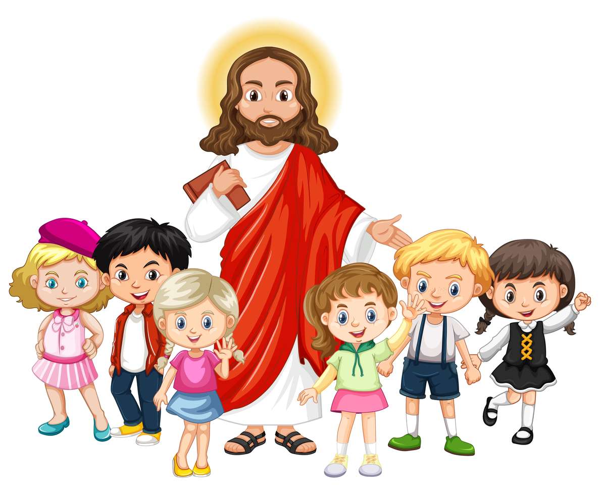Jezus con niños puzzle online ze zdjęcia