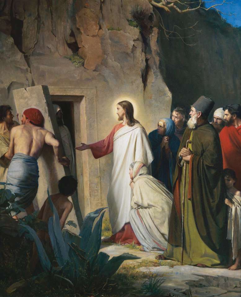 Jezus wskrzesza Łazarza puzzle online ze zdjęcia