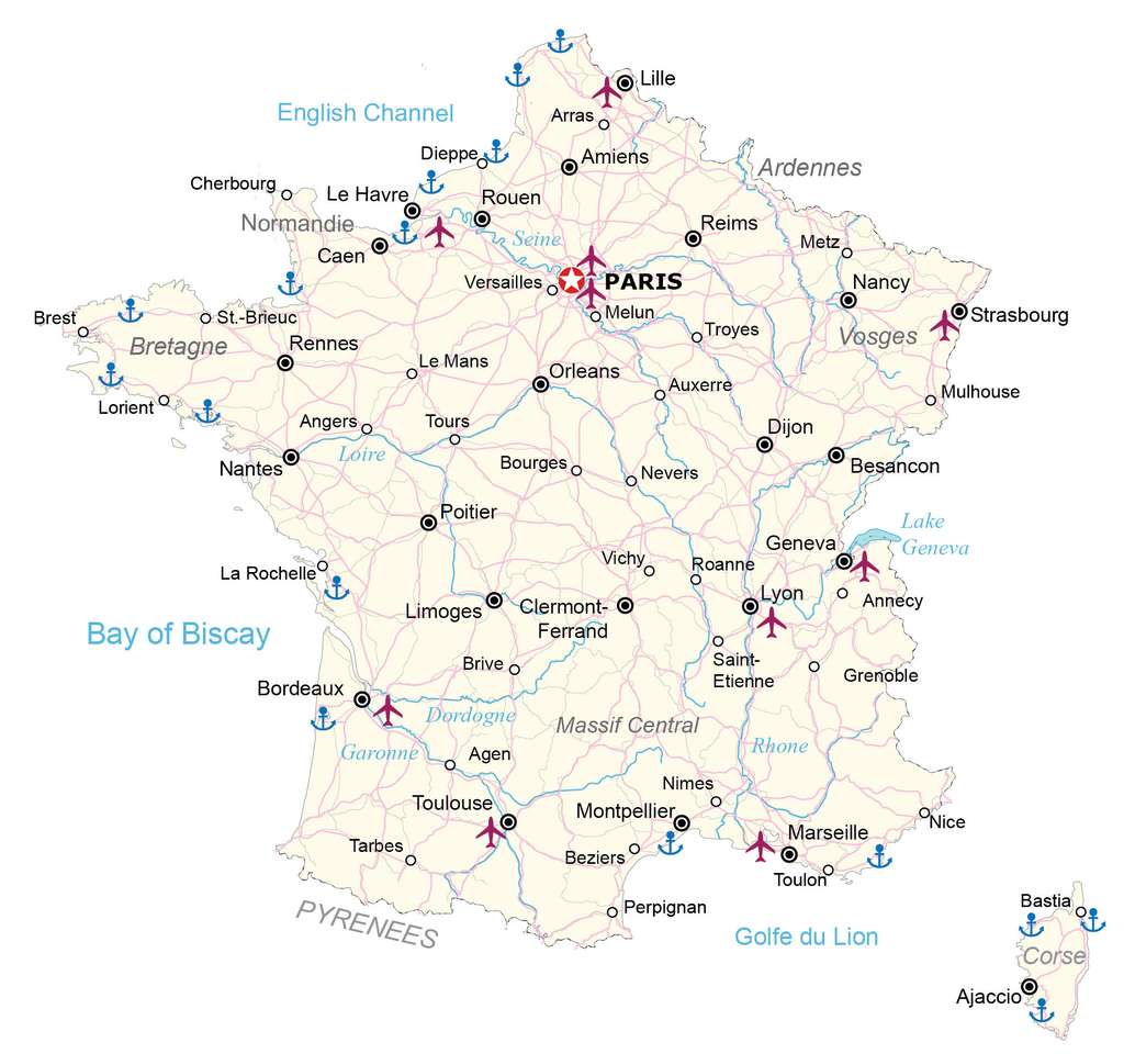 Mapa Francji puzzle online ze zdjęcia