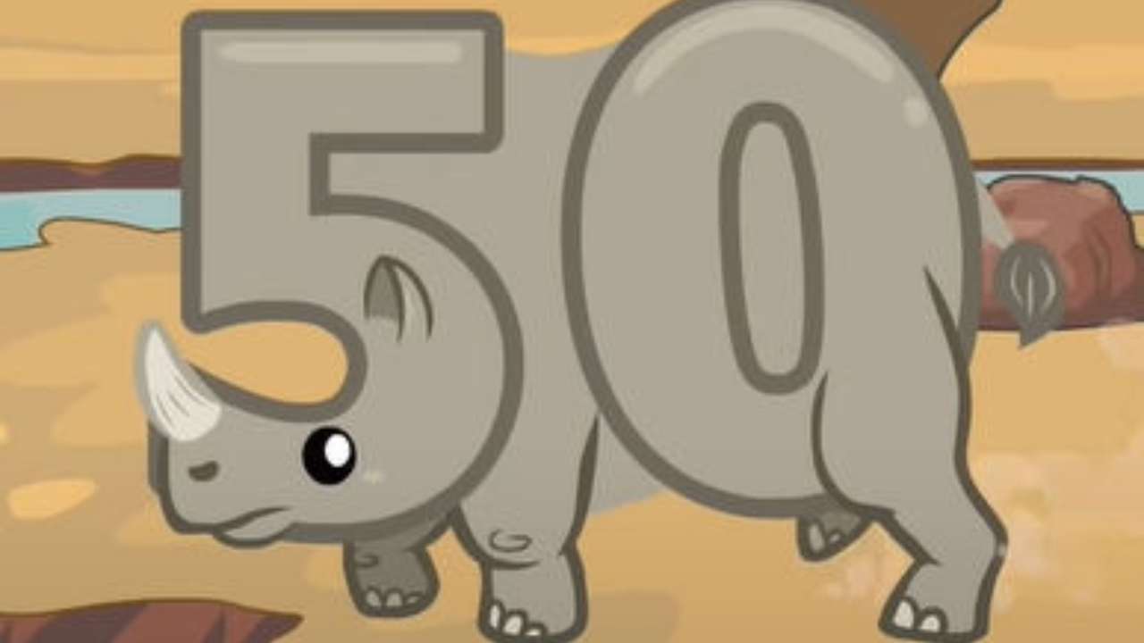 50 nosorożec puzzle online ze zdjęcia