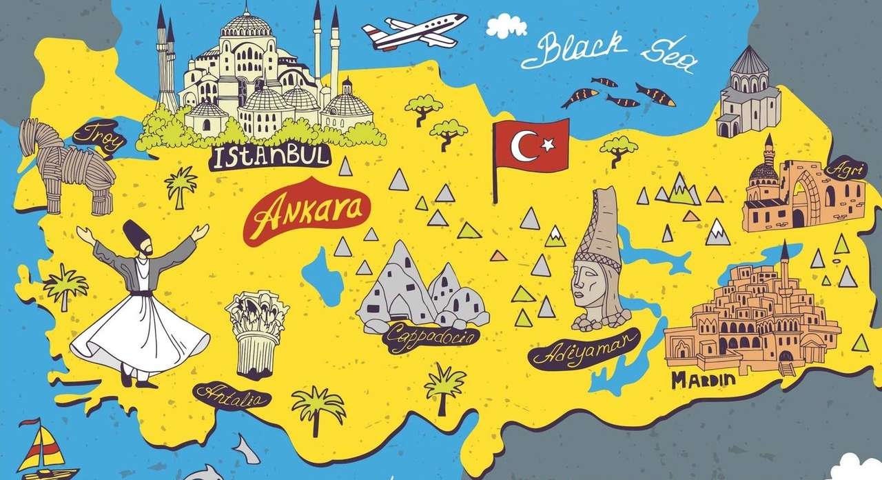 Mapa Turcji puzzle online
