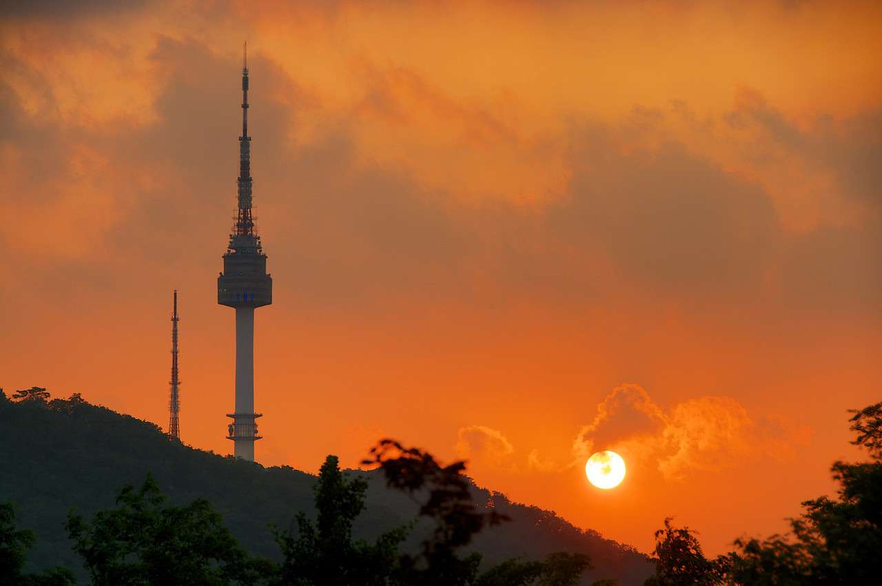 Zachód słońca w Seulu puzzle online ze zdjęcia