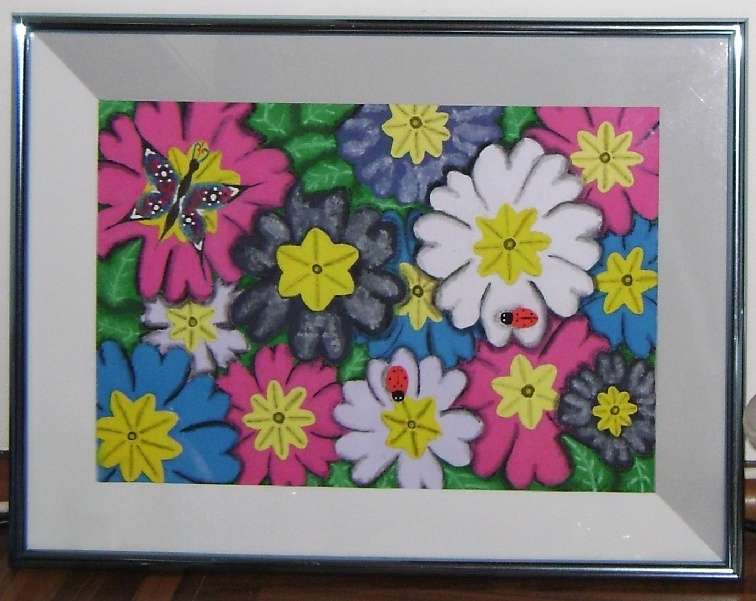 malowane z kwiatami, motylami i biedronkami puzzle online