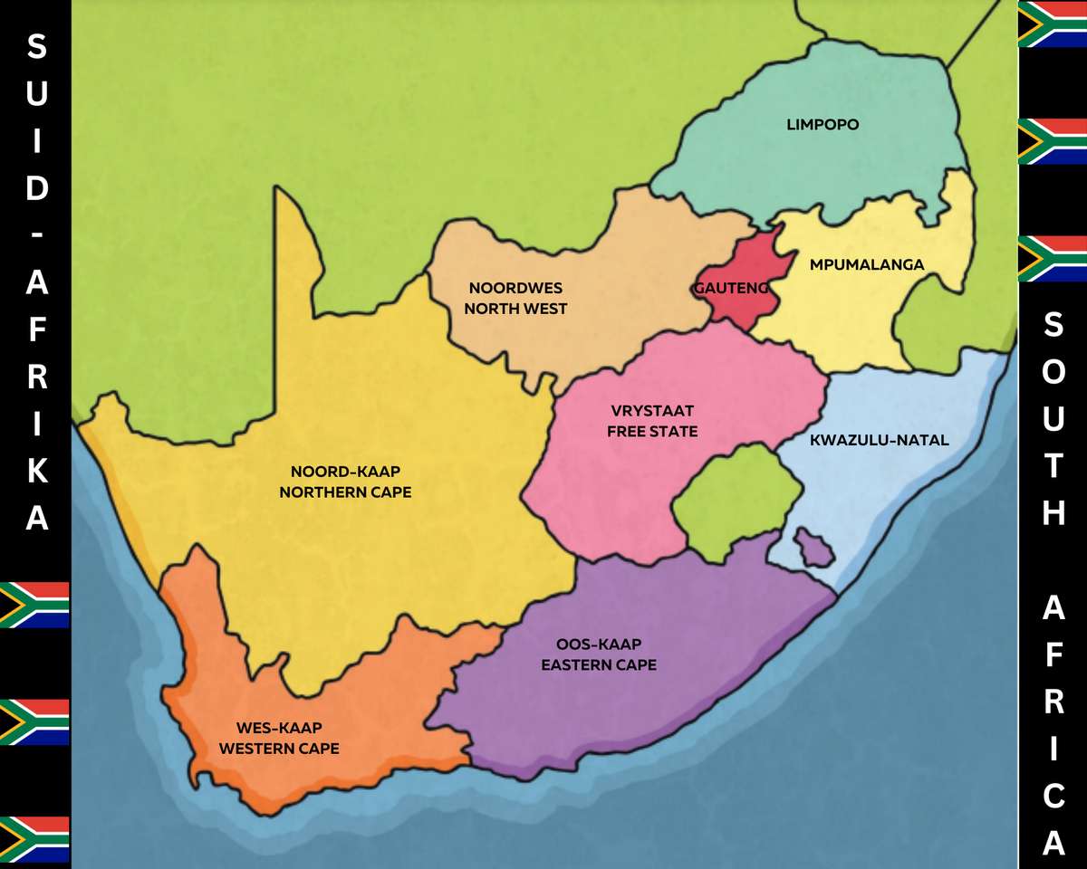 Mapa prowincji Republiki Południowej Afryki puzzle online ze zdjęcia