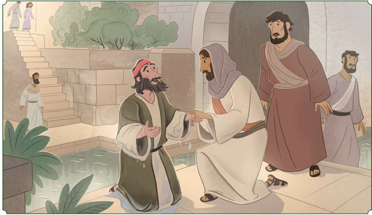 Jezus uzdrowił niewidomego od urodzenia puzzle online
