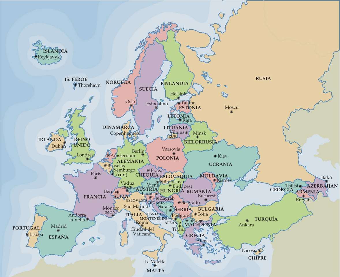 Polityczna mapa Europy 2020 puzzle online ze zdjęcia