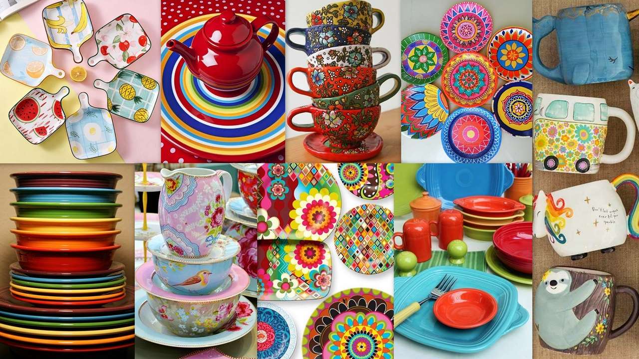 Kolorowe naczynia puzzle online ze zdjęcia