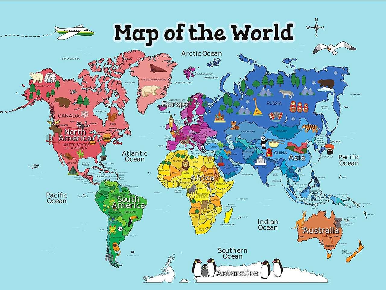 Mapa świata puzzle online ze zdjęcia