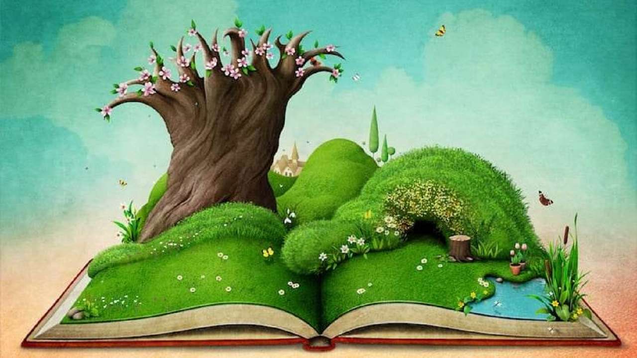 Drzewo i książka puzzle online