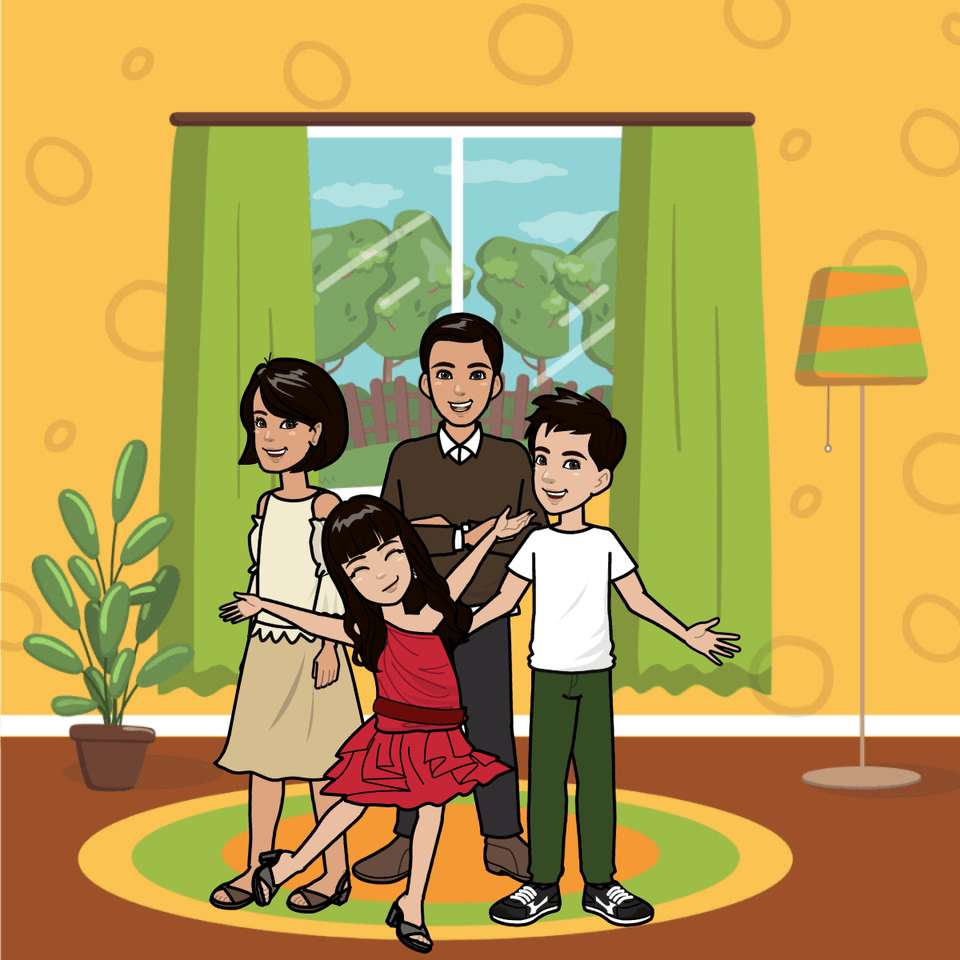 Obraz Rodzina w domu puzzle online ze zdjęcia