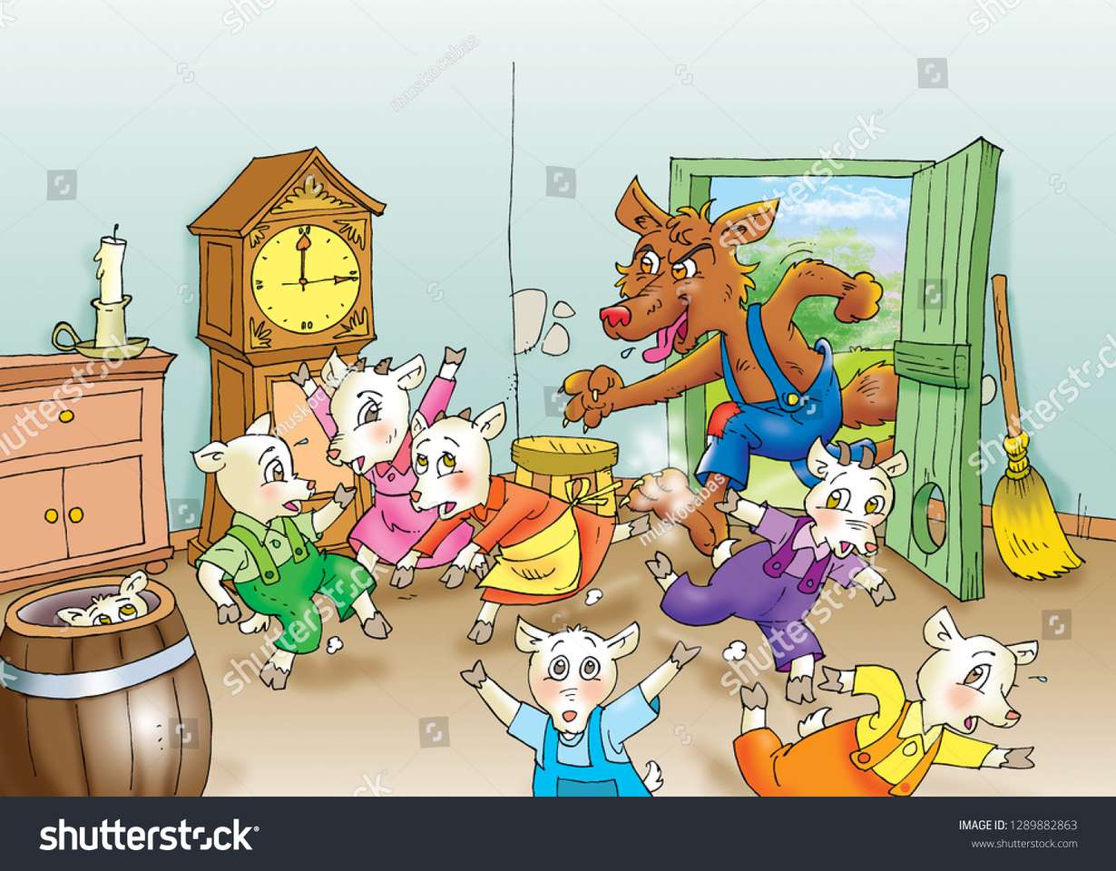 wilk i siedem małych kóz puzzle online ze zdjęcia