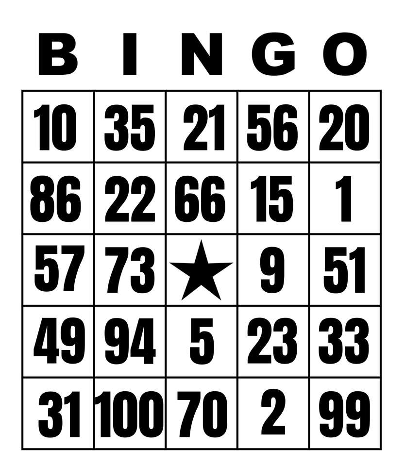 łamigłówka z kartami bingo puzzle online