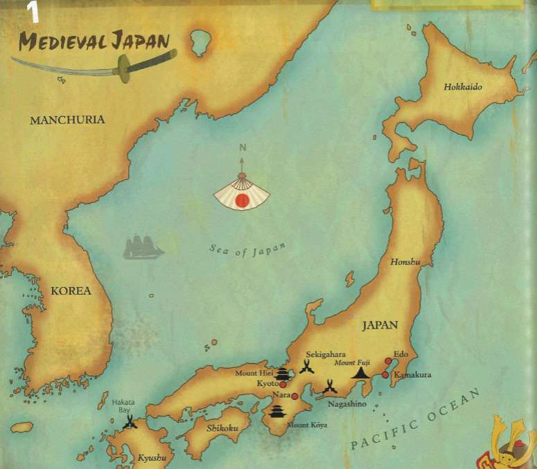 Japonia — średniowieczna mapa Japonii puzzle online ze zdjęcia