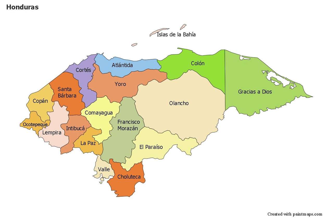 Mapa Hondurasu puzzle online