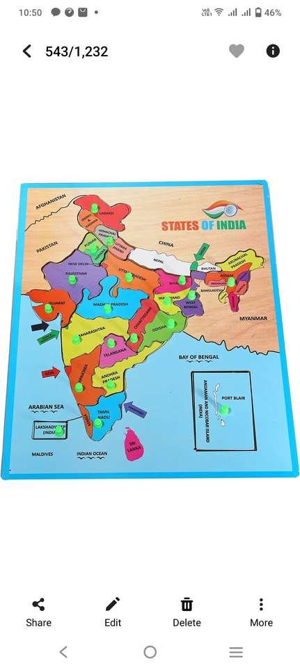 Mapa Indii puzzle online ze zdjęcia