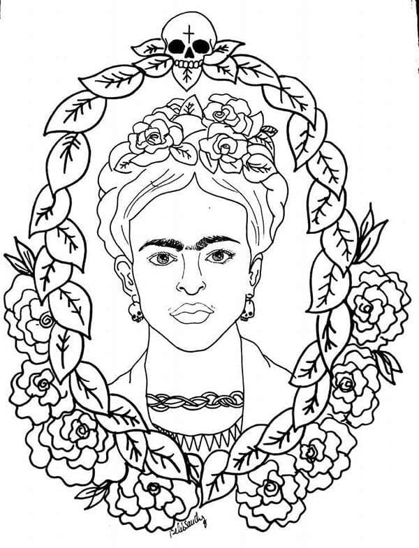 Frida Kahlo do drukowania i kolorowania/malowania puzzle online ze zdjęcia