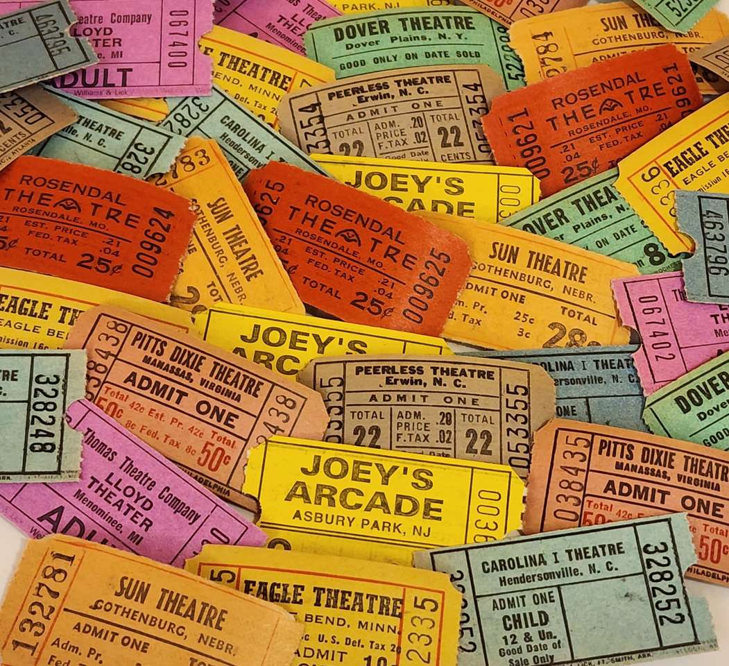 kolorowe bilety do teatru i salonów gier puzzle online