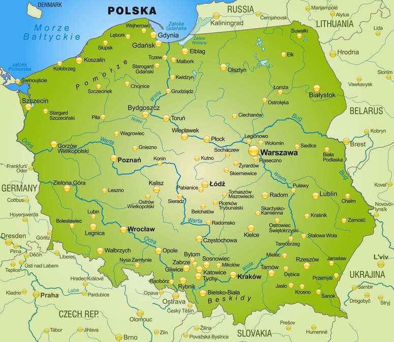Mapa Polski puzzle online ze zdjęcia