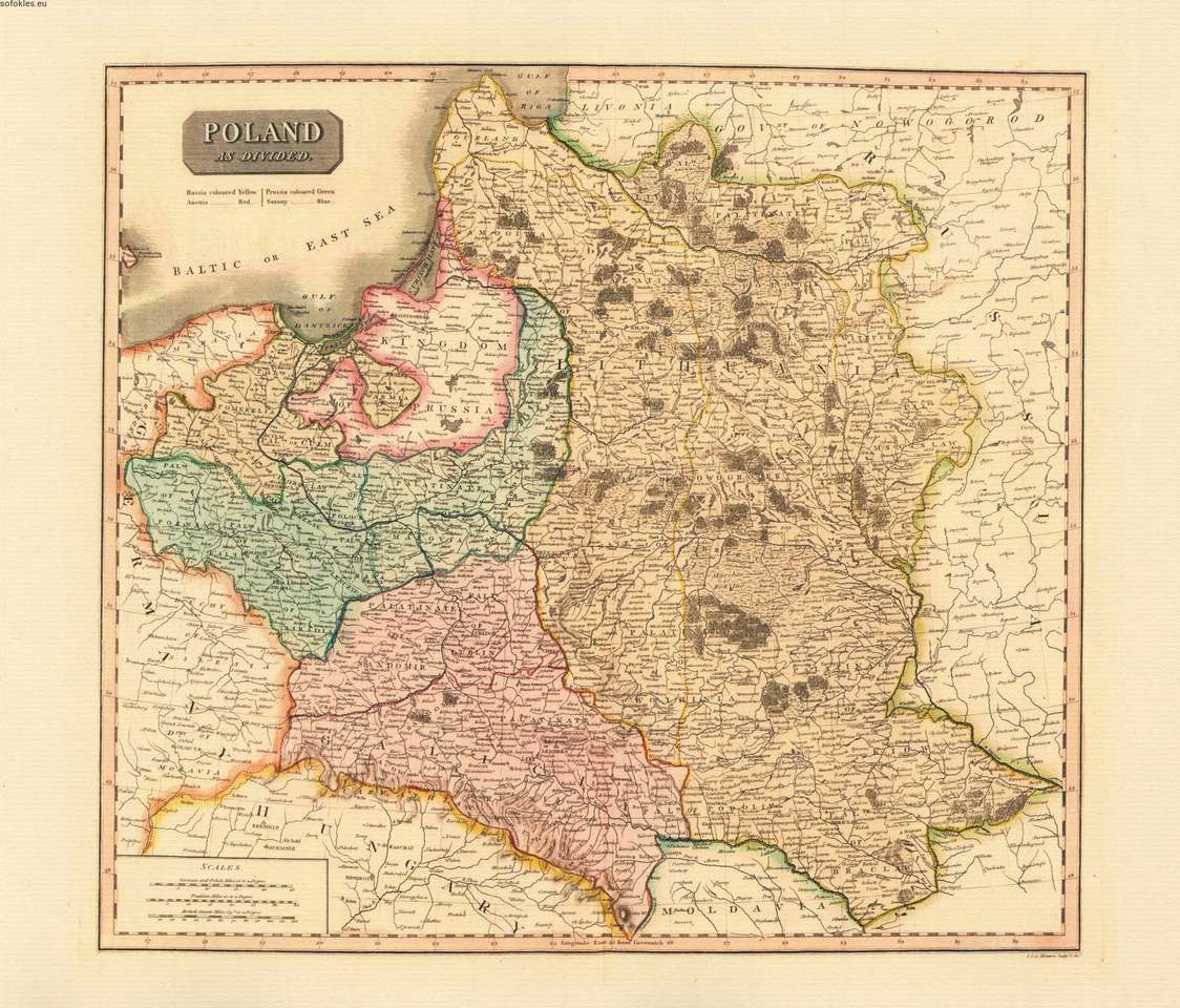 Historyczna mapa Polski puzzle online ze zdjęcia
