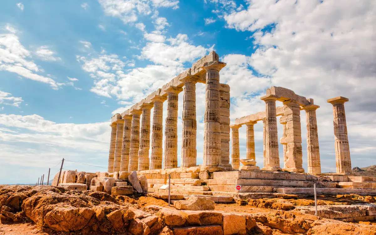 Tempel-van-Poseidon-op-Kaap-Soenion-Griekenland puzzle online ze zdjęcia