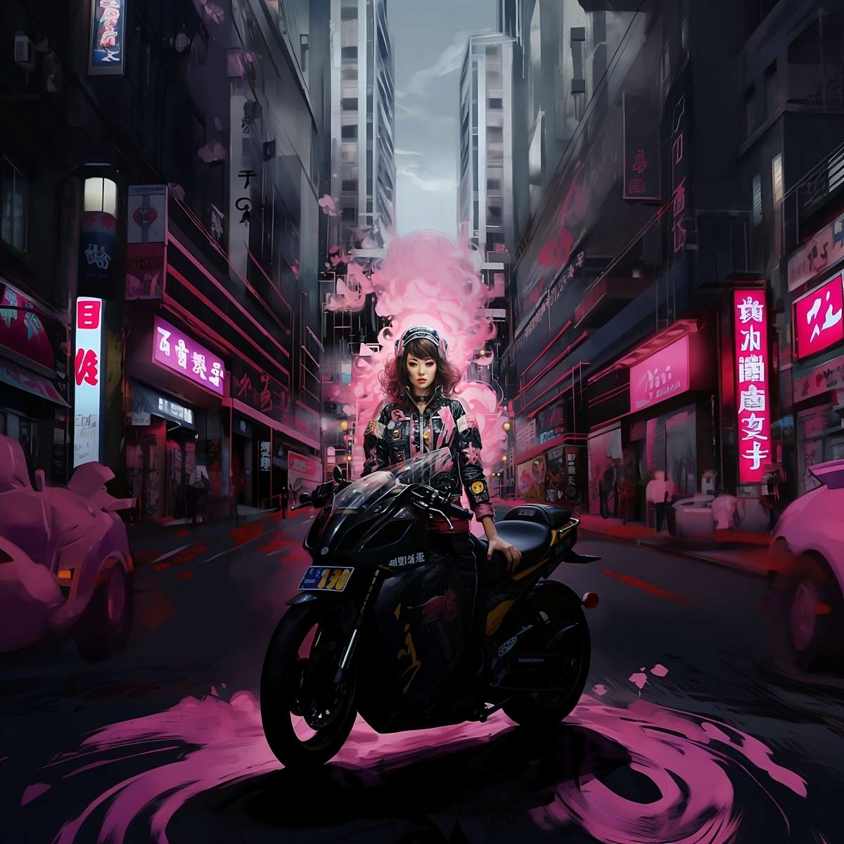 Dziewczyna z motocyklem puzzle online ze zdjęcia