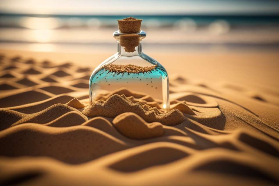 Butelka w piasku puzzle online ze zdjęcia