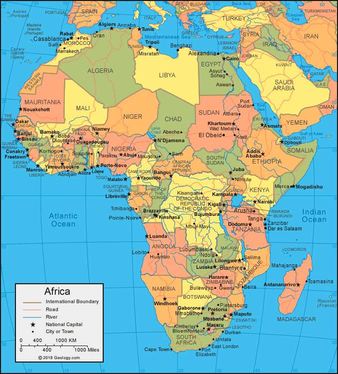 mapa Afryki puzzle online ze zdjęcia