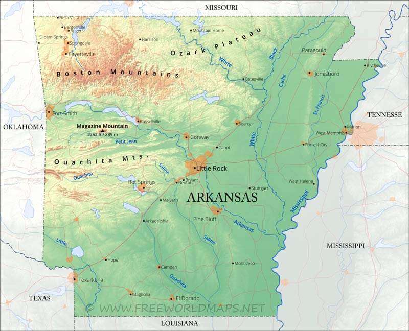 Geografia Arkansas puzzle online ze zdjęcia