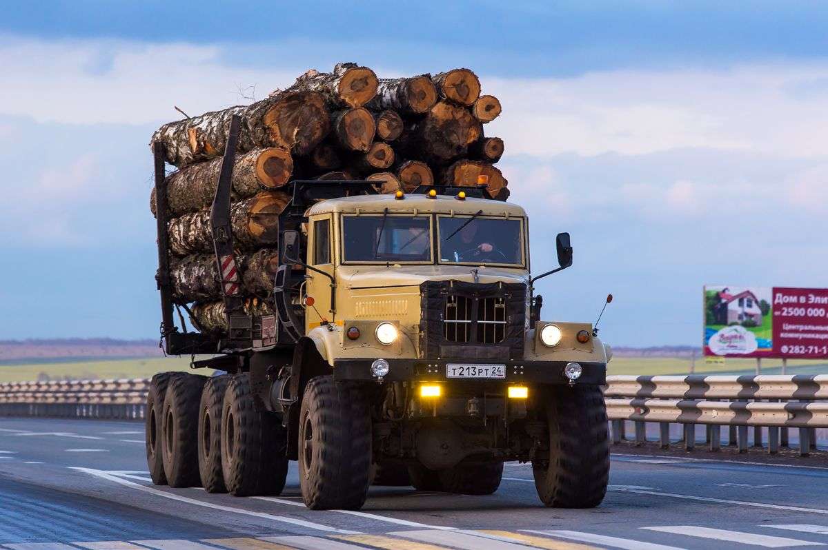 ciężarówka do przewozu drewna Kraz 256b puzzle online ze zdjęcia